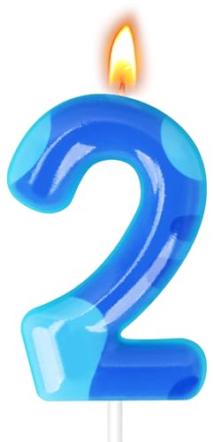 Cartoon Blue Birthday Candle Number Candles for Cake Topper Birthday Decoration Cartoon Party Supplies (Blue Number 2)
