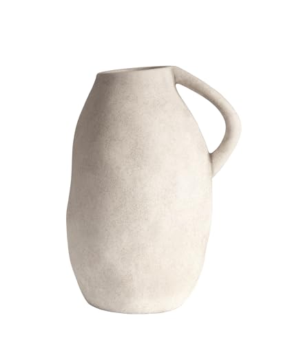 White Ceramic vase with Handle, Distressed...