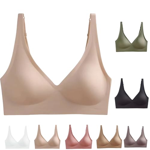 Genérico Amaframe Sujetador Sin Aros, Amaframe Sujetador Sin Aros Original, Ajustables Comodo Bralette, Dormir Seamless Push Up Cuello En V Bralette (FR/ES, Letras,3XL, Regular, Regular, Color)