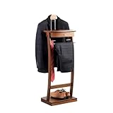 Qcesorib Stummer Diener aus Massiv Holz Stummer Diener in Holz Herrendiener Stummer Diener Herrendiener Stummer Diener Kleiderständer mit Hosenständer, Tablett, Schublade, für Schlafzimmer