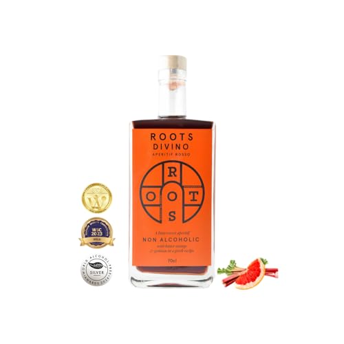 Roots Divino Rosso Vermouth Ohne Alkohol | Alkoholfreier Aperitif auf Weinbasis, ausgezeichnet mit mehreren Goldmedaillen | Handgefertigt mit griechischen Bitterorangen und Wermut | 700 ml