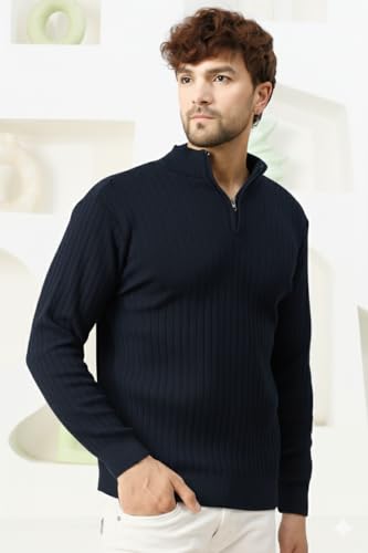 Image of Pivl Men's Winter Half Zip Solid Warm Sweater