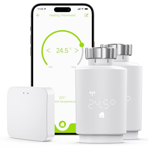 Maxcio Smartes Heizkörperthermostat mit Zigbee Gateway, Thermostat Heizung Kompatibel mit Alexa & Google Home, Smart Life/Tuya, Programmierbar, Fenster-Erkennung, für Max. Energiesparen, 2 Packs Maxcio Smartes Heizkörperthermostat mit Zigbee Gateway, Thermostat Heizung Kompatibel mit Alexa & Google Home, Smart Life/Tuya, Programmierbar, Fenster-Erkennung, für Max. Energiesparen, 2 Packs