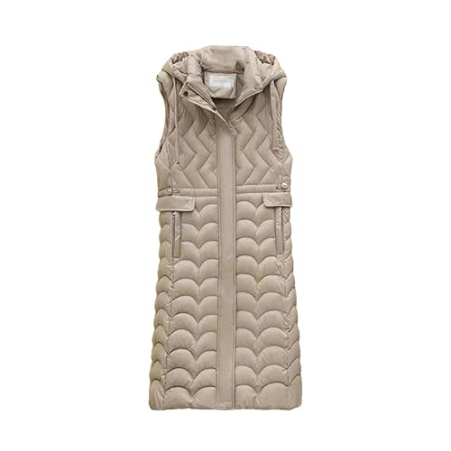 Manteau sans manches chaud ultra léger gilet mi-long matelassé isolation coton taille XL