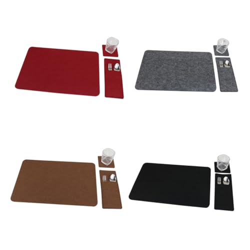 Table feutre sets de table COLLBATH gris antidérapant et isolant thermique 18 pièces
