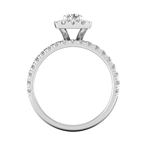 IGI Certified 1.50 Carat TW Diamond Halo Engagement Ring Bridal Sets For Women's in 10k White Gold (G-H, I2-I3)4