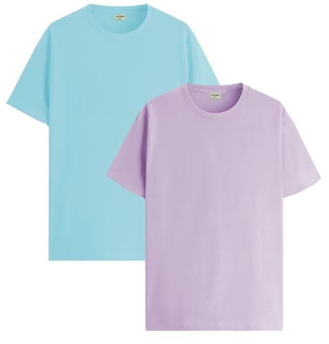 Image of ADRO Men's Cotton Regular Fit Combo Plain Solid T-Shirt Pack of 2