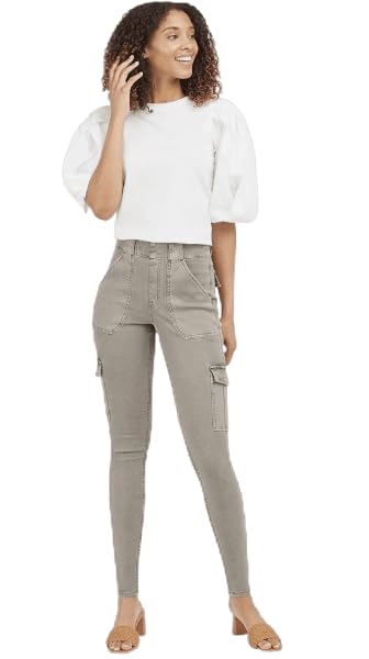 SPANX Womens Stretch Twill Ankle Cargo Pant Desert Dune XS Tall