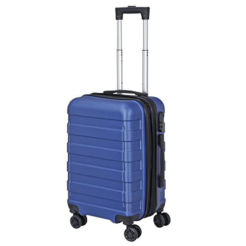 F2C 21-Inch Expandable Hardside Luggage with Spinner Wheels Carry-on Travel Suitcase, TSA Lock Checked (Navy Blue)4