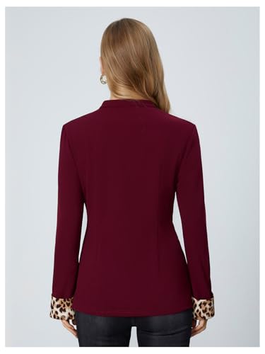 SweatyRocks Women's Double Breasted Open Front Blazer Leopard Long Sleeve Business Work Jacket3