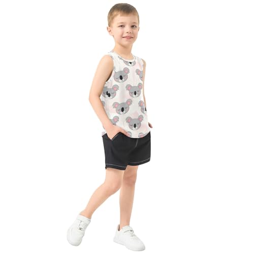 J JOYSAY Cartoon Koala Head Rosy Boys Tank Top Sleeveless Muscle Shirts Quick Dry Kids T-Shirts 3-15T4