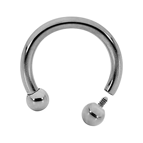 365 Sleepers Titanium Implant Grade Internally Threaded 16G 14G 12G 10G 6mm - 12mm Circular Horseshoe Barbell Septum Lip Nose Ear Ring Nipple Tragus Earring Body Piercing Jewelry (16G 12mm) Cover