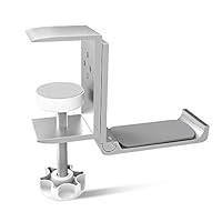 KD Essentials Kopfhörer Halterung & Headset Haken für mehr Ordnung auf dem Schreibtisch und im Büro, Gaming Headset Halter – werkzeugfreie Montage an der Tischkante (hochfestes Aluminium, Silber)