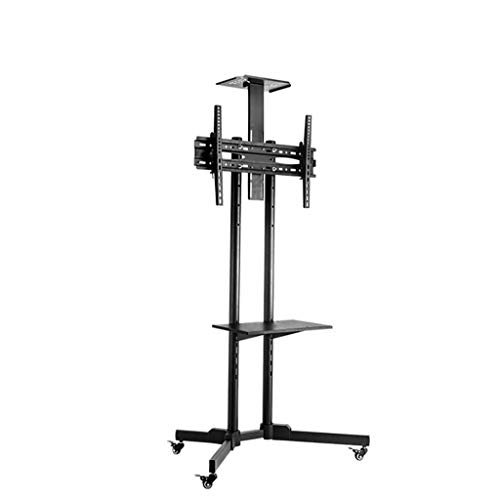 TV-Halterung, an der Wand montierter Monitorständer 32-65 Zoll TV-Boden Schwarzes Rack, 4-Fach Verstellbarer vertikaler Monitorständer für