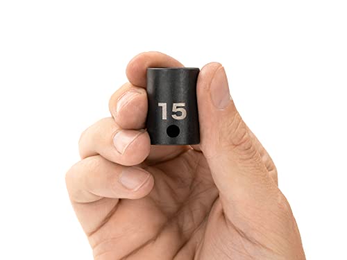 Image of TEKTON 3 /8 Inch Drive x 15 mm Shallow 12-Point Impact Socket | SID12315