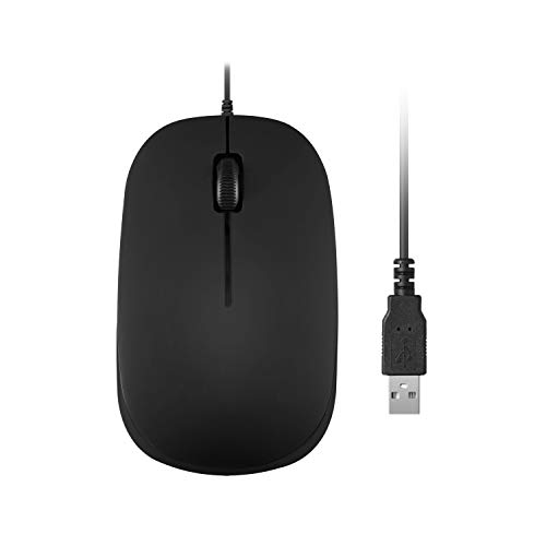 Image of Perixx PERIMICE-201U B, Wired USB Mouse - 3 Button - 800dpi Optical Resolution - Illuminated Wheel - 5 Ft Cable - Black