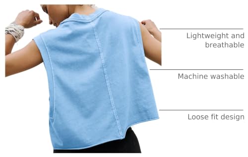 Image of HUGOOME Women Workout Tank Tops Oversized Crop Sleeveless Tee Loose Fit Boxy Basic Yoga Active Summer T Shirts Gym 2026