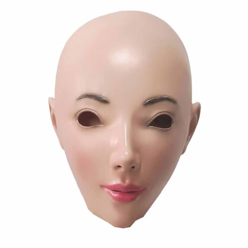 LKYLVEE Open-Mouth Realistic Women Masks Female Mask Latex Halloween Mask for Cosplay Costume,B,25cm
