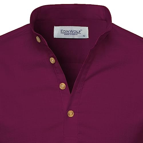 Image of Men's Full Sleeve Beige Color Cotton Blend Spread Slim Fit Shirt Style Kurta for Men and Boys
