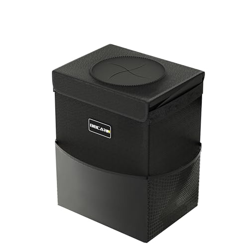 Beicarin Car Trash Can with Lid - Trash Bag Hanging with Sto...