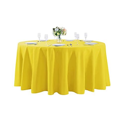 108 Inch Round Tablecloth Washable Polyester Table Cloth Decorative Table Cover For Wedding Party Dining Banquet（108 Inch, Yellow） #TOP11