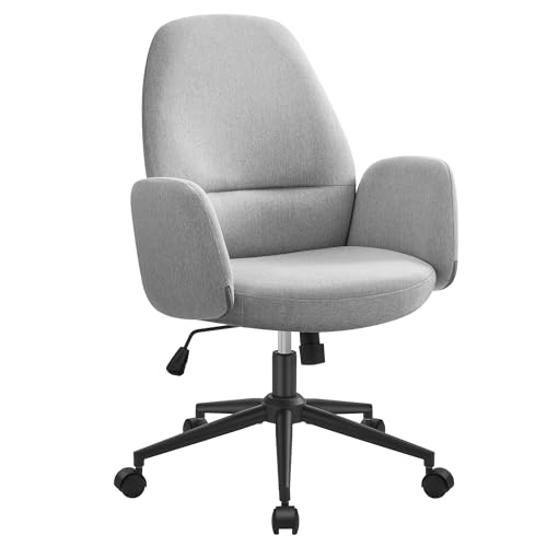 Preisvergleich Produktbild SONGMICS HOME Drehstuhl, Bürostuhl, Schreibtischstuhl, höhenverstellbar, modern, Rückenlehne, Armlehnen, breiter Sitz, Baumwoll-Leinen-Mischgewebe, Taubengrau OBG045G01