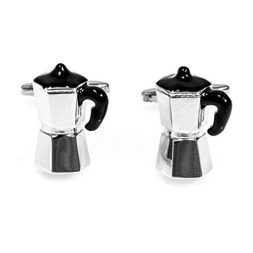 MRCUFF Coffee Pot Italian Expresso Maker Pair Cufflinks in a Presentation Gift Box & Polishing Cloth