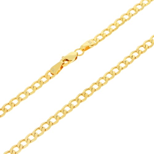 Nuragold 10k Real Yellow Gold Cuban Curb Link 3.5mm Chain Necklace (16