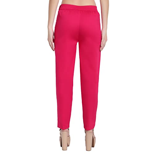Image of BLUE STAR SHARK Stretchable Cotton Lycra Cigarette Pants | Versatile and Stylish Women's Pants | Comfortable Slim Jeggings | Ankle Length Straight Trousers for Office, Formal, Casual Wear