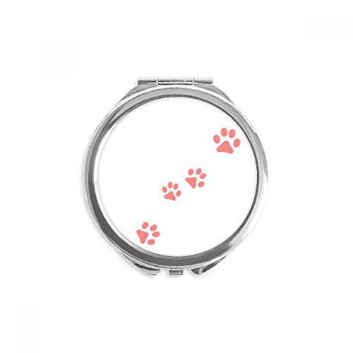 Espejo de mano redondo con huella de gato rosa, el detalle de bolsillo ideal para regalar a amantes de mascotas
