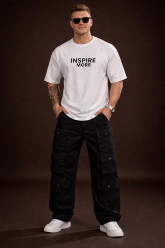 Image of Wear lusso 10 Pocket Cargo Pants for Men | Cotton Twill Fabric | Regular Fit Utility Cargo Trousers | Casual Streetwear Bottomwear