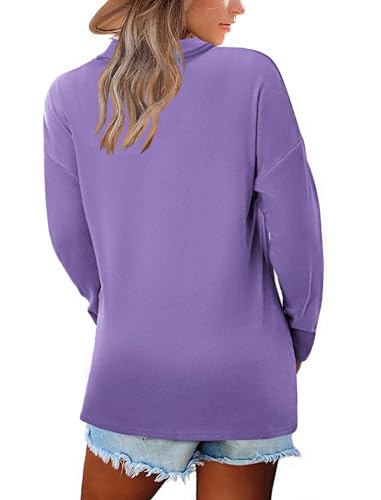 Image of Women's Long Sleeve Tops Fall Shawl Neck Tunic Tops for Leggings Casual Blouse Sweatshirt