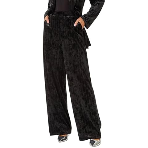Roman Wide Leg Velvet Stretch Trousers Cover