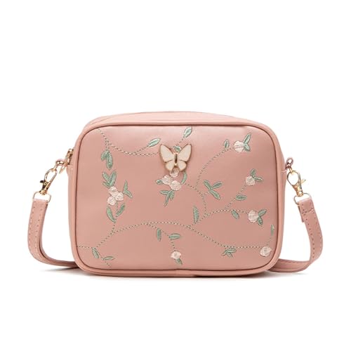 Small Crossbody Bag, Crossbody Bag Sling Purse for Women with Detachable Shoulder Strap and Embroidery Pattern