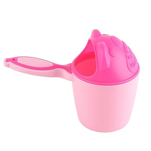 YUMILI Baby Shampoo Rinse Cup Eye Protection Removable Comfortable Handle Pink Kid Wash Hair Bathing Flusher for Baby Bath Plastic Material Safe Non Proof