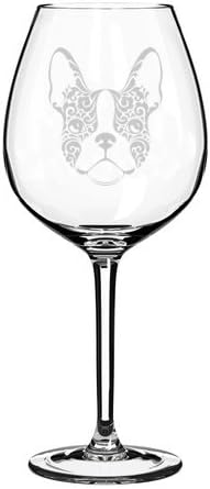 Wine Glass Goblet Frenchie French Bulldog Face Floral (20 oz Jumbo)
