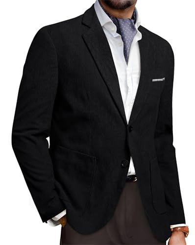 Image of Barry.Wang Men's Vintage Corduroy Blazer Jackets Business Casual Sport Coat | 2 Button,Notch Lapel,Patch Front Pockets,Regular Fit,Daily Wear,Office,Country Western Style,Church Gathering,Homecoming