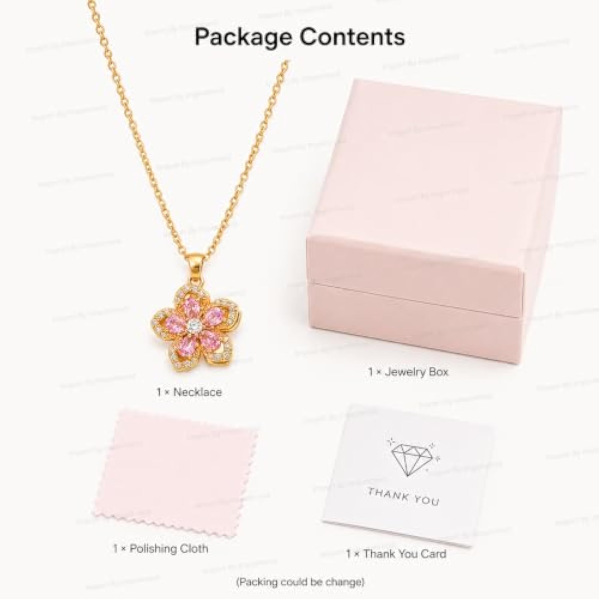 Rotating Flower Pendant Necklace Crystal Chain for Women