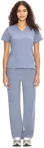 COZYFIT Scrubs for Women Set Medical Uniform - V-Neck Top & Straight Leg Pants with 9 Pockets, Unisex Workwear COZY SCRUBS