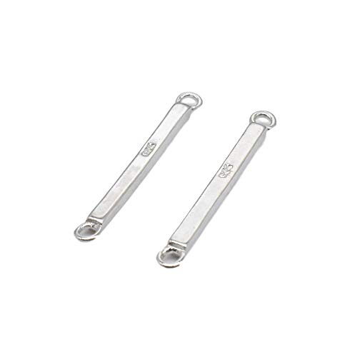 Breloques rectangulaires en argent 925 - Lot de 10 pièces pour création bijoux DIY