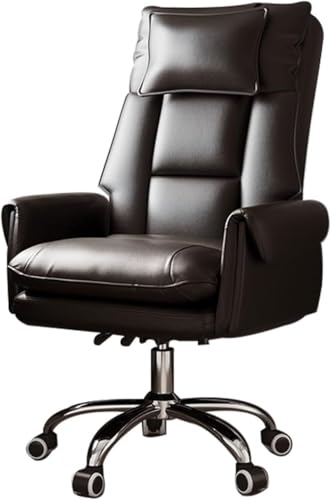 Silla de oficina ergonómica, altura ajustable y reclinable, cómoda piel sintética, reposabrazos, ideal para el trabajo y los juegos