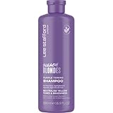 Lee Stafford Purple Toning Shampoo | Bleach Blonde Collection - Best Toner Cleanser, Neutralizes Brassy & Yellow, Great for Color Treated, Silver, & Grey, Hydrating for Dry, Damaged Hair, 16.9 Fl Oz