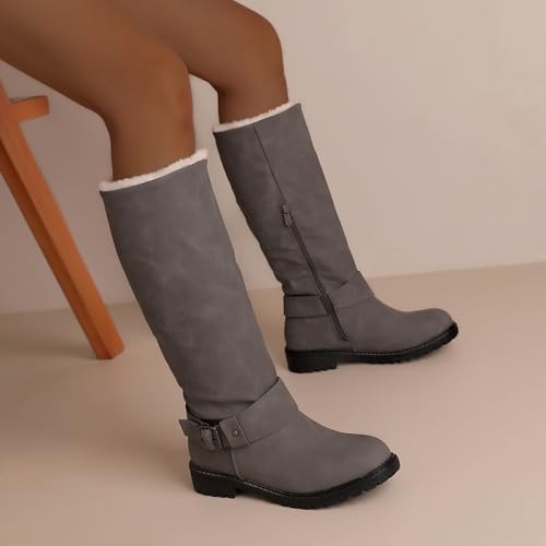Pogolino Damen Stiefel warm gefüttert Stiefeletten Boots Winter Herbst PG81 Grau 41