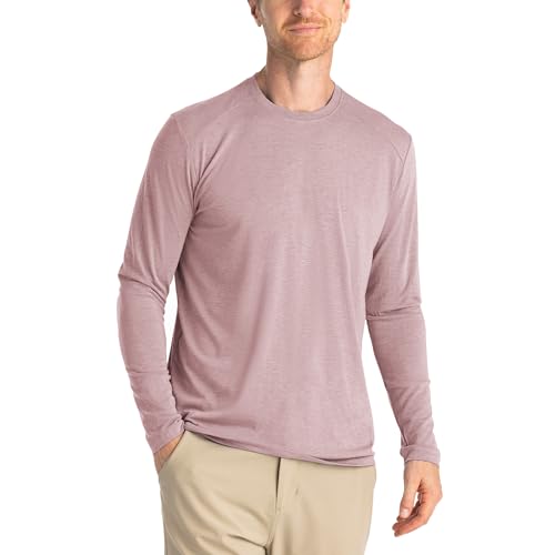 Free Fly Men's Shade Long Sleeve - UPF 50+ Sun Protection Clothing Men's Sun Shirt, Bamboo Viscose Long Sleeve Shirt - Heather Adobe Red, 3X-Large