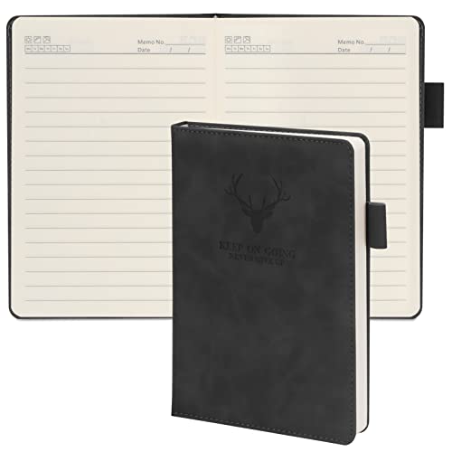 Songaa Pu Leather Notebook Journal A5, Hardcover Executive Notebooks With Thick Paper, College Ruled Lined Journal 360 Page, Subject Notebook For Office Home School Business Writing Note Taking Black #TOP6