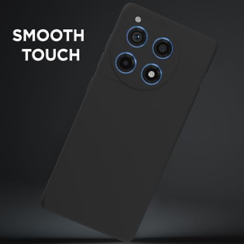 Image of Outlouders Back Cover for OnePlus 12R 5G | Camera Protection | Durable Soft Matte Silicone Bumper Case (Black)