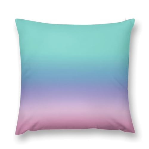 MYS QiQi Pink Throw Pillow Covers Cute Purple Teal Ombre Colorful Pastel Turquoise Print Decorations for Bedroom Living Room Farmhouse Sofa Pillows Bed Couch 12x12 Inch