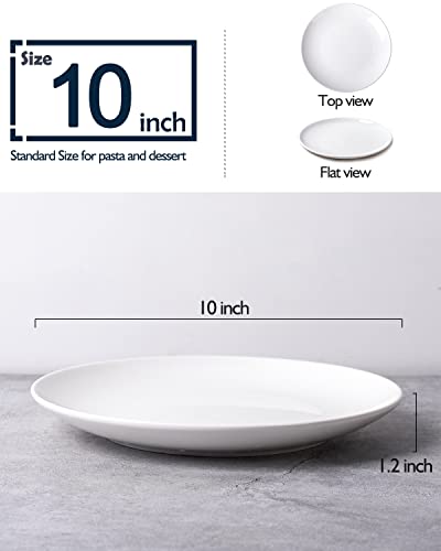 Delling 10 Inch White Dinner Plates Set, Porcelain Dessert/Salad Plate, Serving Dishes, Dinnerware Sets, Scratch Resistant, Lead-Free, Microwave, Oven, And Dishwasher Safe - Set Of 4 #TOP1