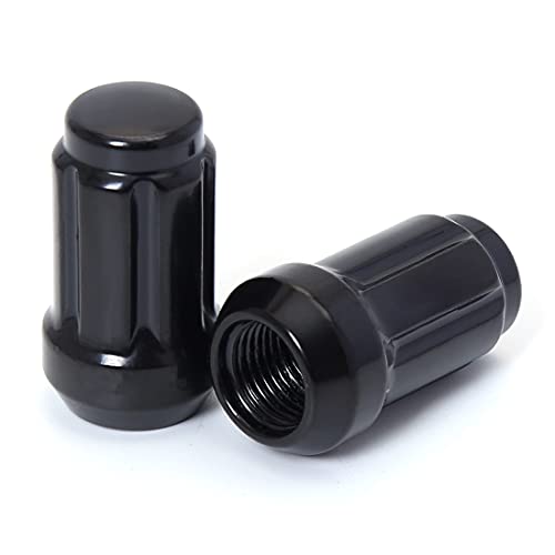 M12x1.25 Black 6 Spline Lug Nuts - Anti-Theft, 1.38" Long, Set of 20 - Acorn Aftermarket Wheel Lug Nuts