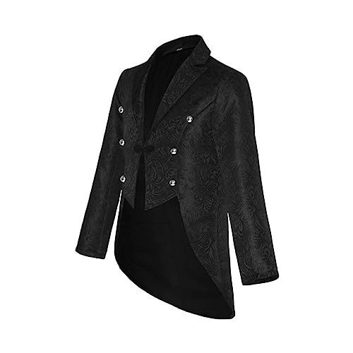Men's Steampunk Medieval Jacket Gothic Viking Renaissance Vintage Tailcoat Slim Fit Formal Party Tuxedo for Halloween